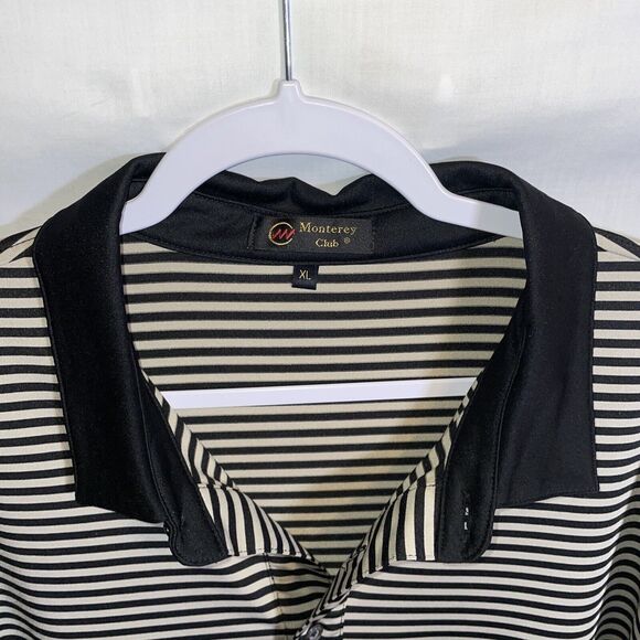 Monterey Club Golf Polo Shirt Men’s Size XL Black Striped Short Sleeve Button - Picture 3 of 12